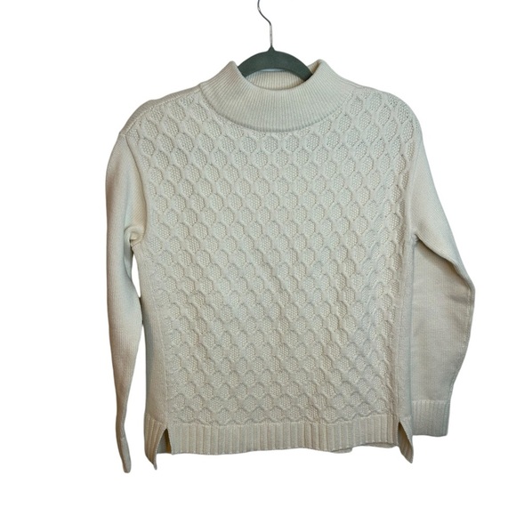 Talbots Cream Cable Knit Mock Neck Sweater - Picture 1 of 4